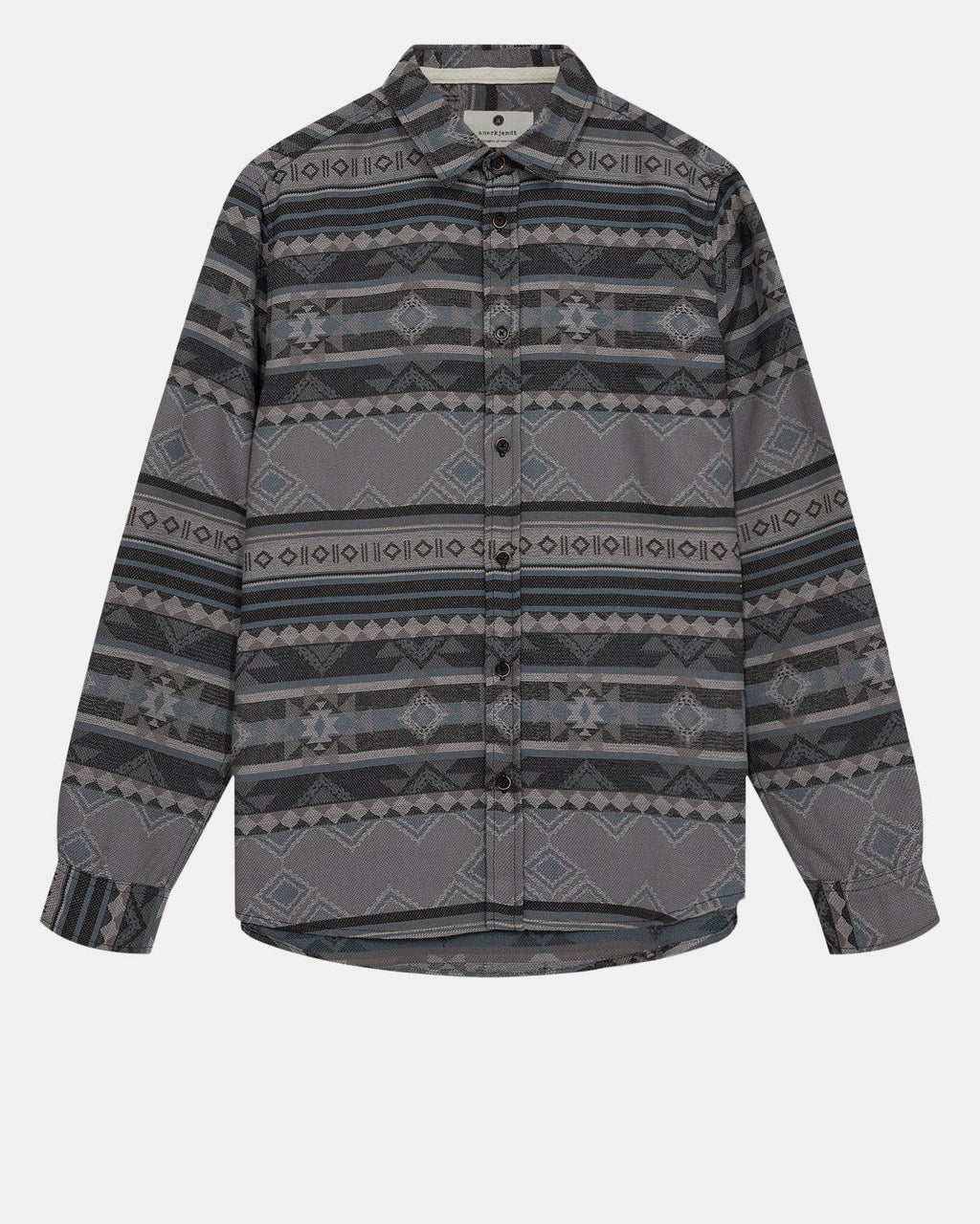 Camisa Anerkjendt Aklouis Jacquard Shirt Dark Grey Mel