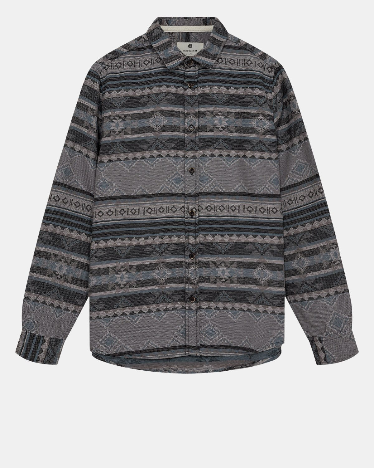 Camisa Anerkjendt Aklouis Jacquard Shirt Dark Grey Mel