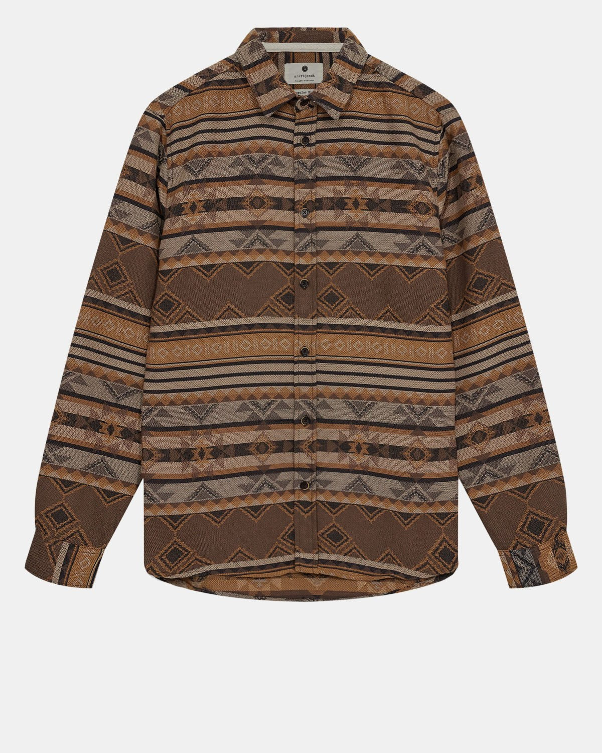 Camisa Anerkjendt Aklouis Jacquard Shirt Chocolate Brown