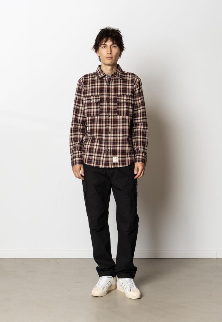 Camisa Fat Moose Adrian Cotton Check Dark Plum/Ecru