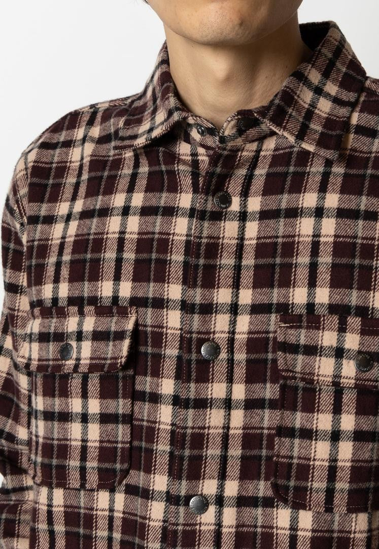 Camisa Fat Moose Adrian Cotton Check Dark Plum/Ecru