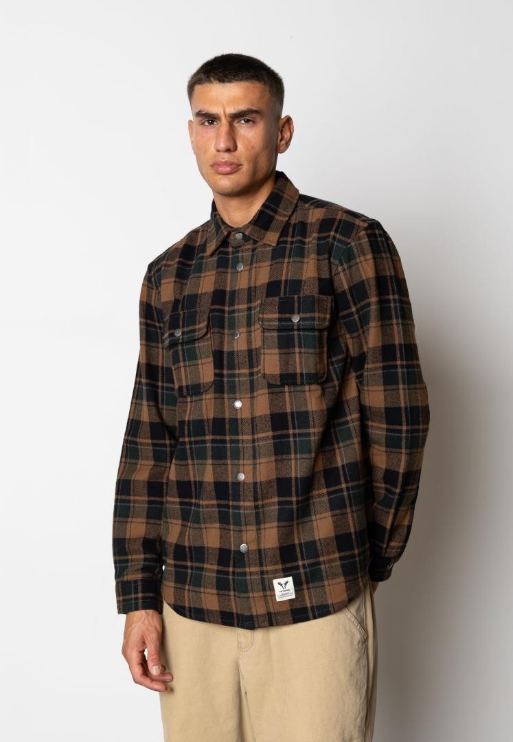 Camisa Fat Moose Adrian Cotton Check Deep Green/Dark Khaki