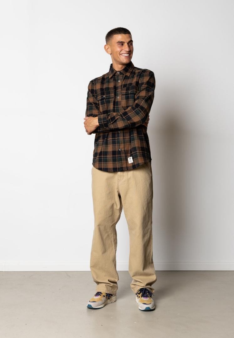 Camisa Fat Moose Adrian Cotton Check Deep Green/Dark Khaki