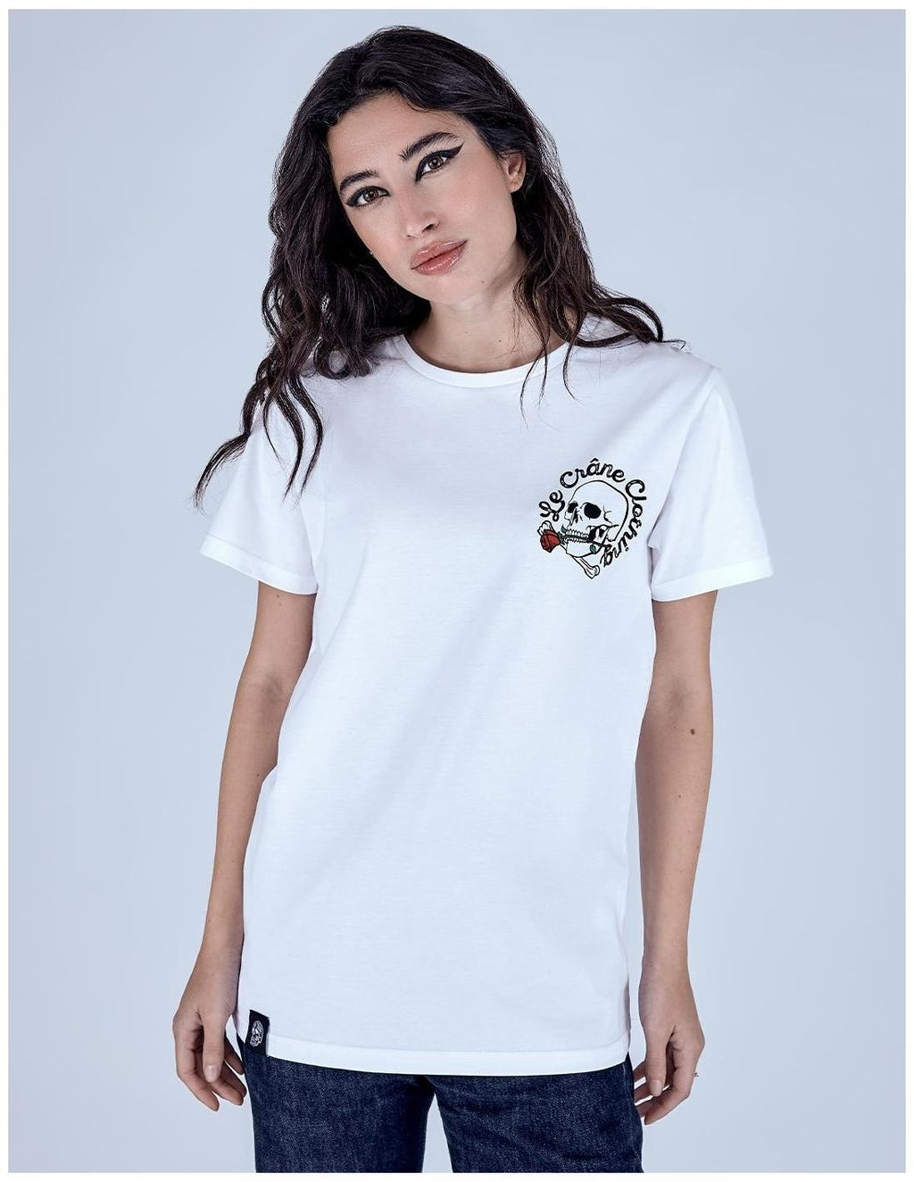 Camiseta Le Crane Skull And Roses Blanco