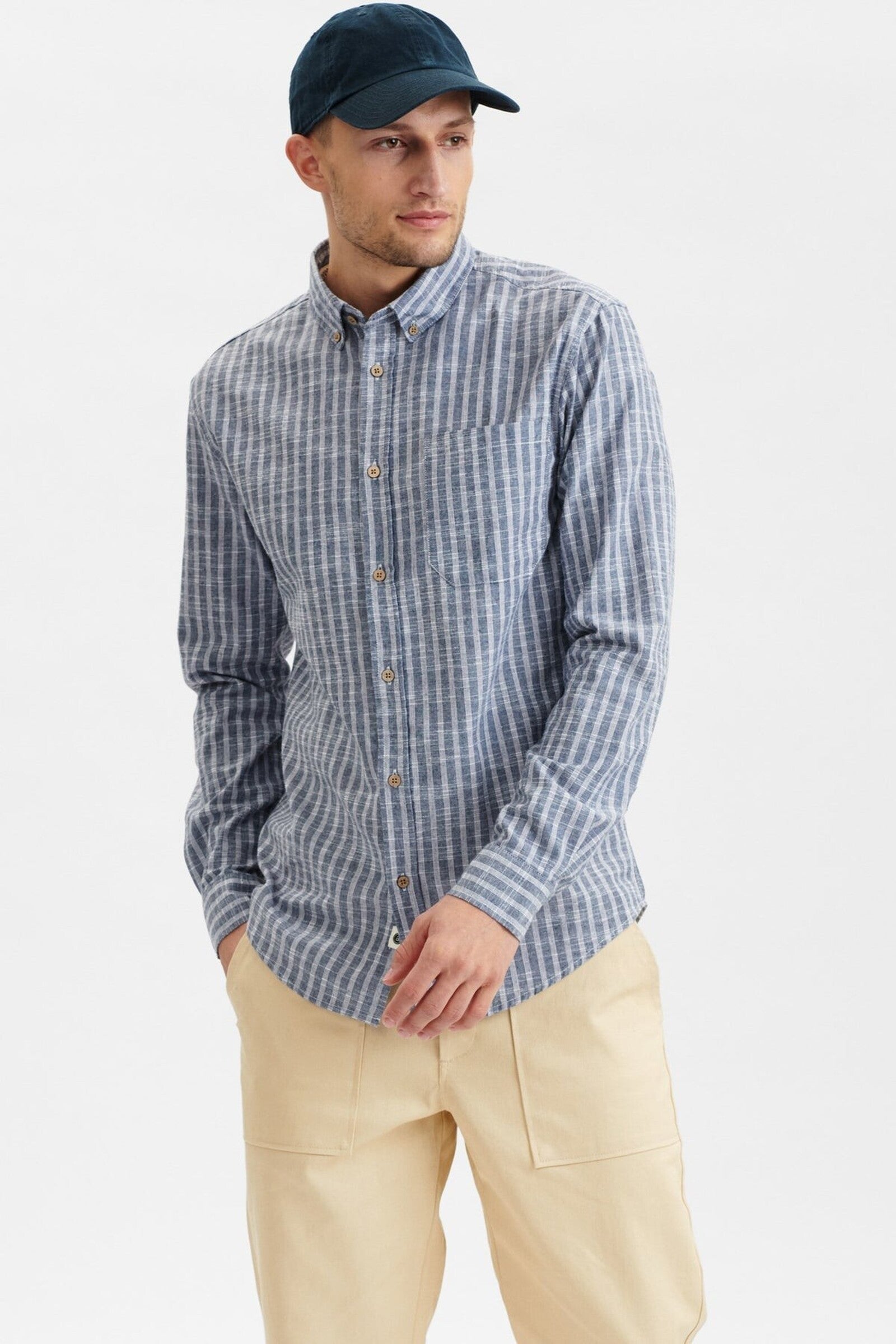 Camisa Anerkjendt Akkonrad Mel Stripe Sky captain