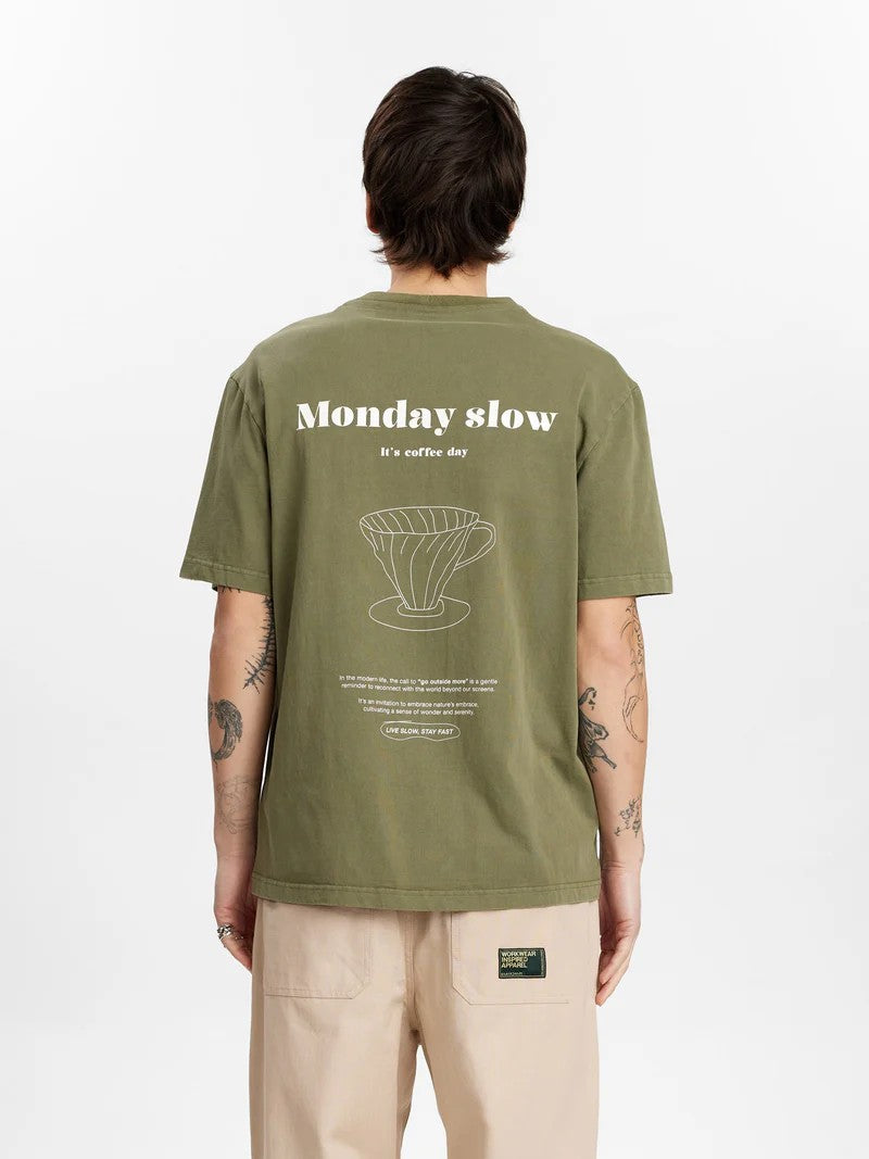Camiseta Anerkjendt Akkikki Monday Slow Tee Deep Lichen Green