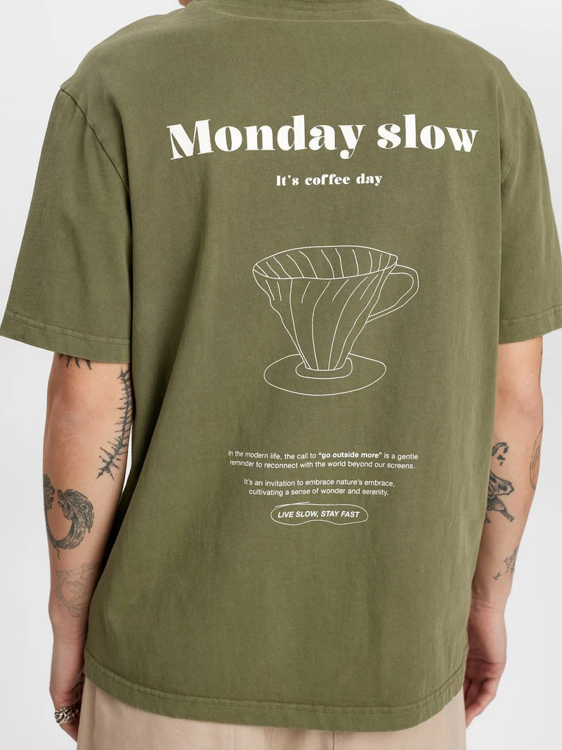 Camiseta Anerkjendt Akkikki Monday Slow Tee Deep Lichen Green