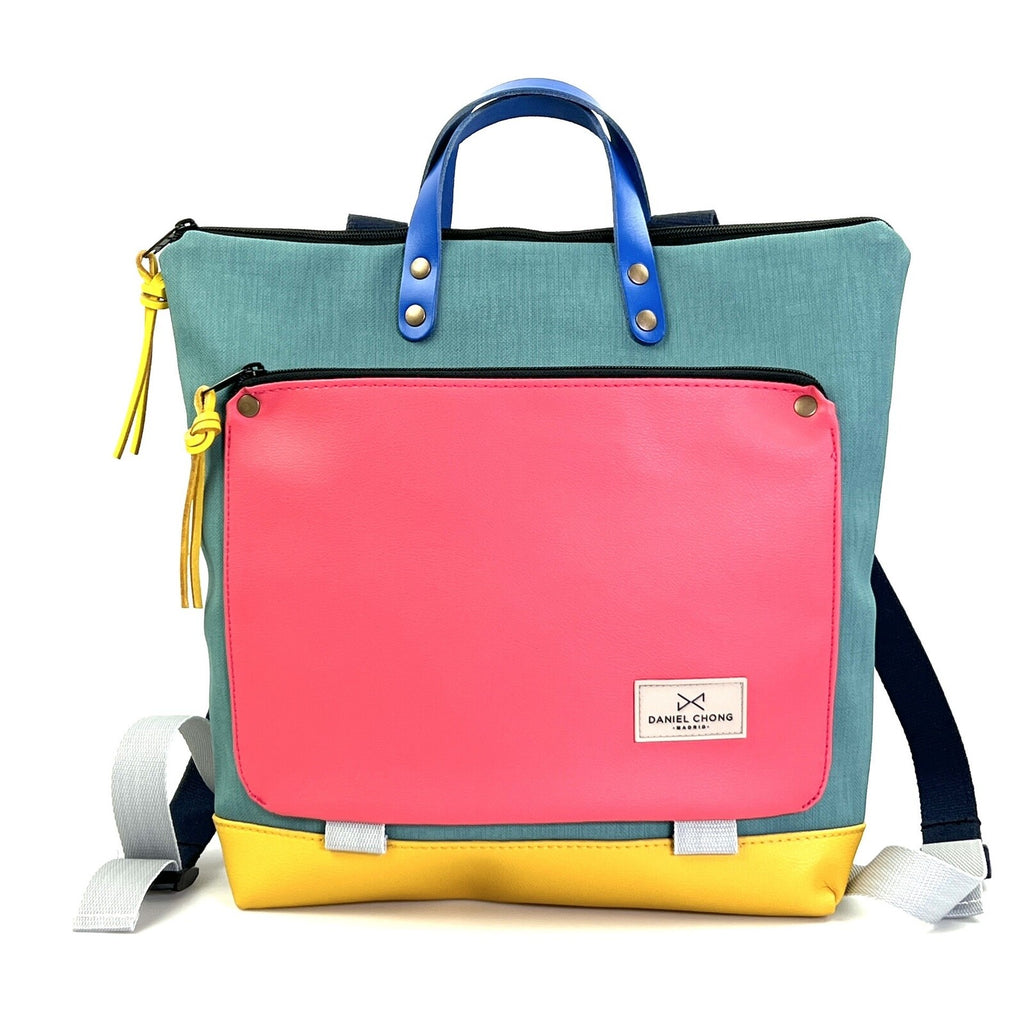 Mochila Daniel Chong Book Holder Cuadrada impermeable DZ con bolsillo fucsia