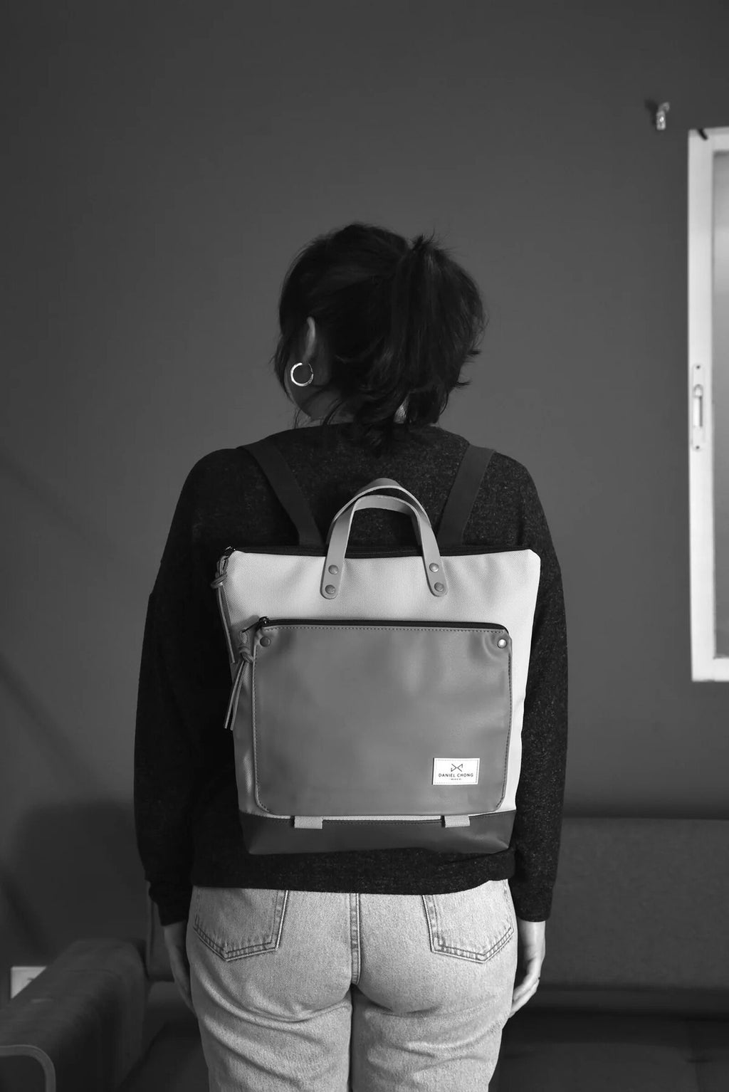 Mochila Daniel Chong Book Holder Cuadrada impermeable DZ con bolsillo Naranja