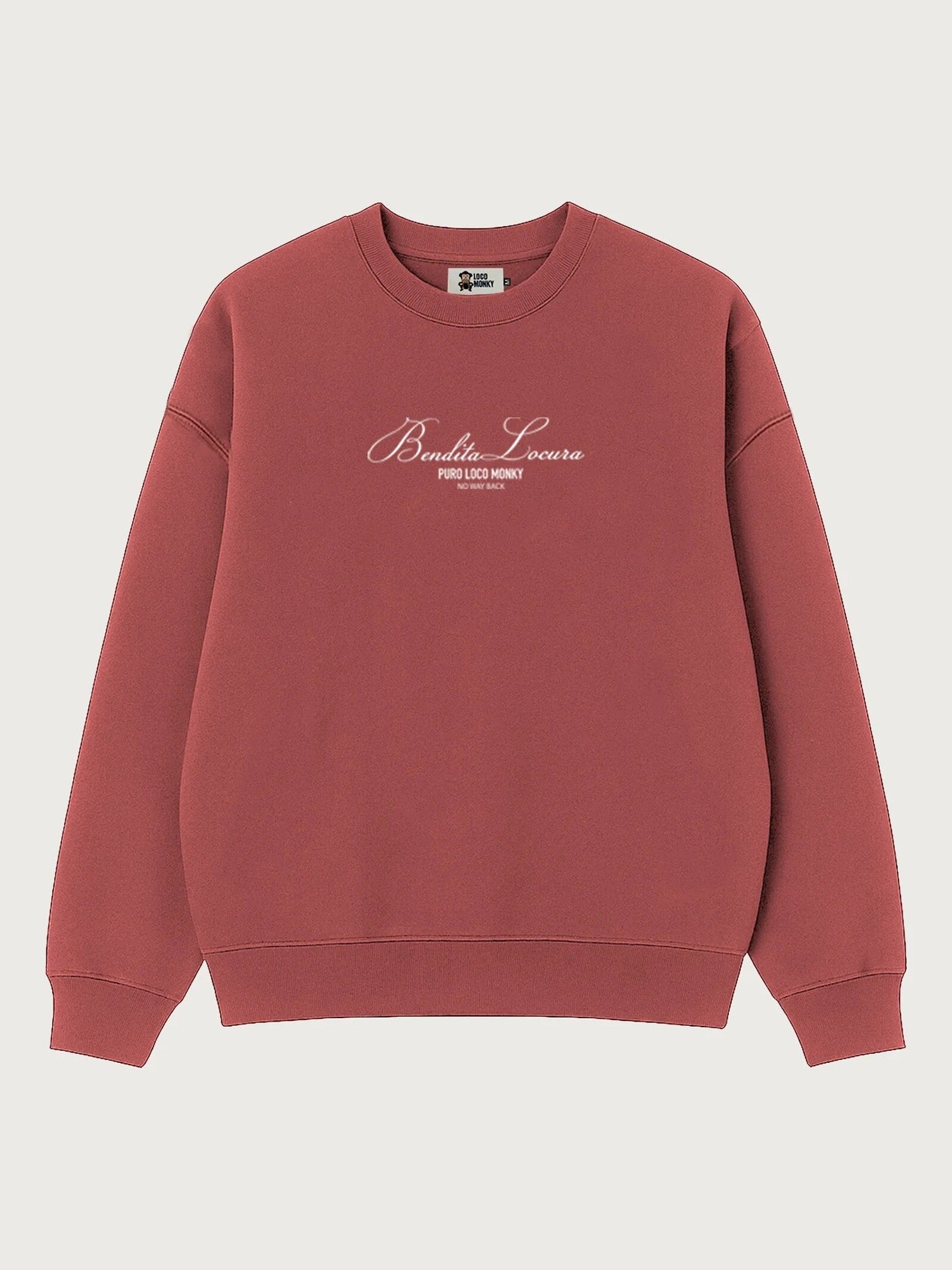 Sudadera Loco Monky Bendita Locura Oversize Vino